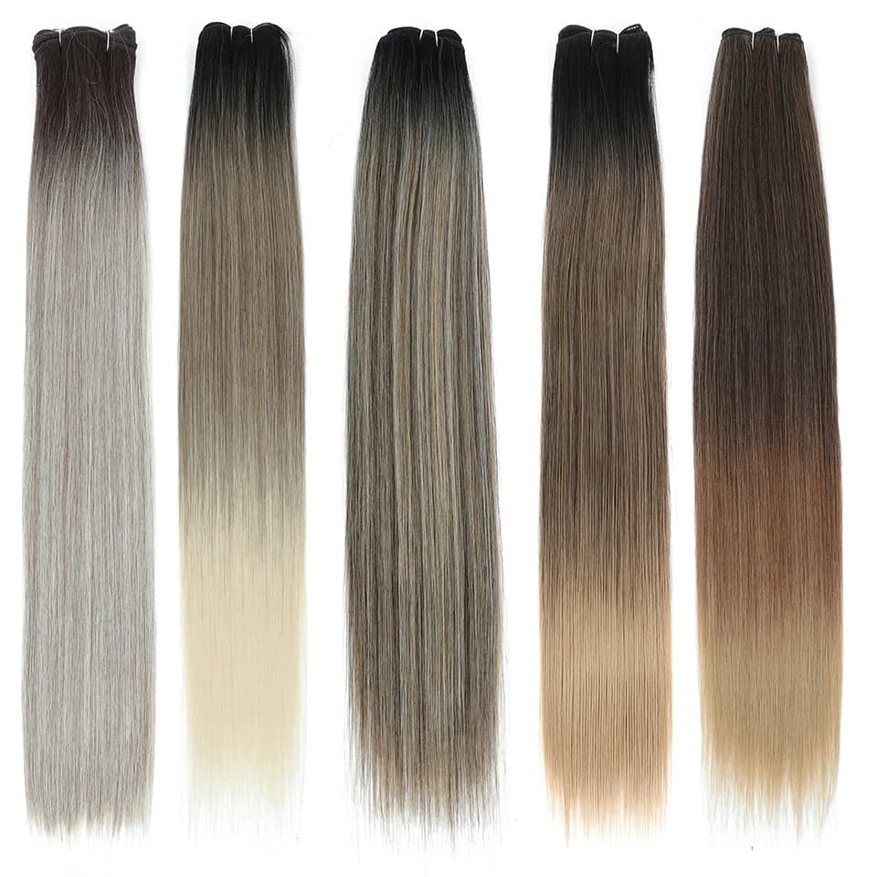 Bio Straight Hair Extensions Synthetic Soft Smooth  Hair Weaving  Long Colorful Synthetic Straight Hair Bundles Full to End