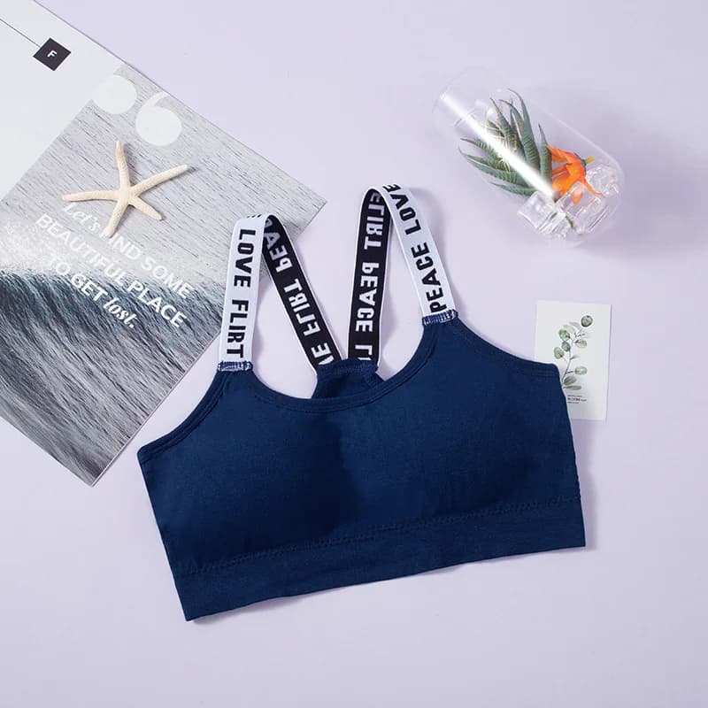 Women Letter Strap Sports Bra Sexy Seamless Fitness Underwear Elastic Slim Crop Top Breathable Push Up Yoga Vest Sportswear