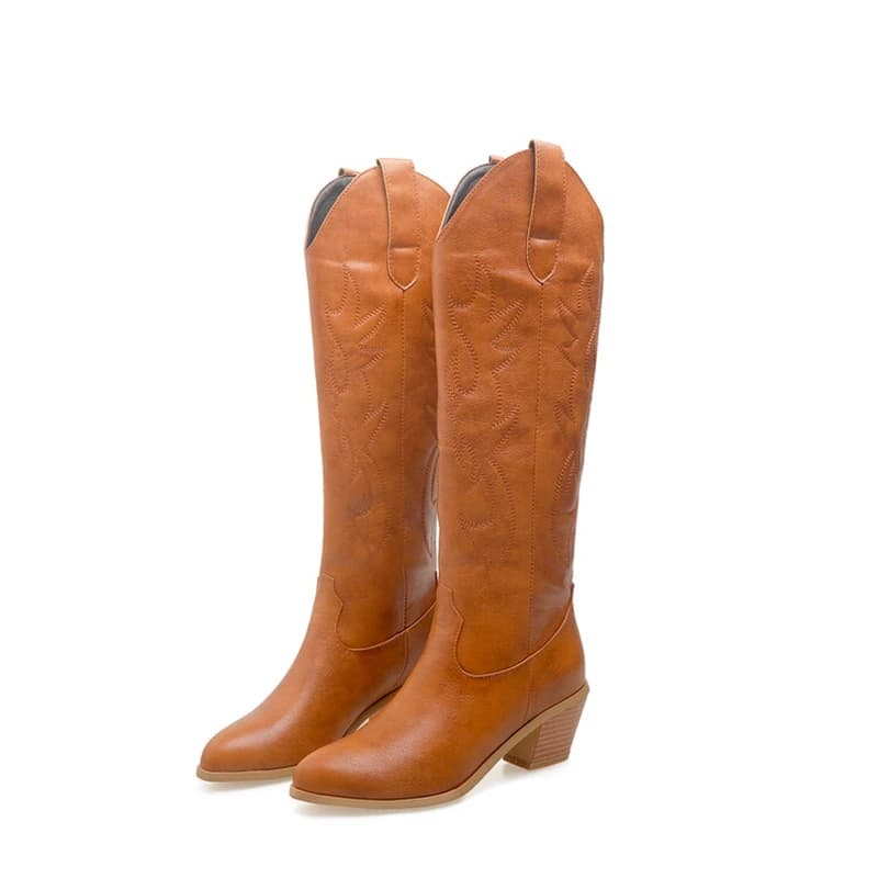 BLXQPYT Zapatos De Mujer 2022 Knee High Western Knight Boots with Embroidery Autumn Winter Warm Women Boots Plus Size 54 M7771