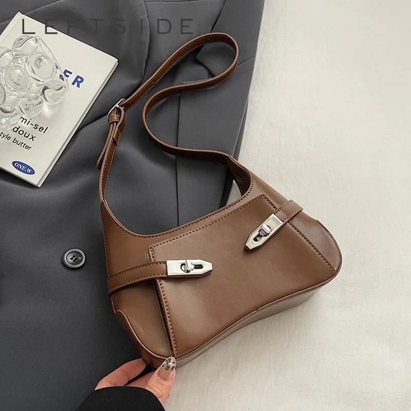 LEFTSIDE Small PU Leather Shoulder Bags For Women 2024 Y2K New Korean Fashion Trend Crossbody Bag Female Luxury Handbags