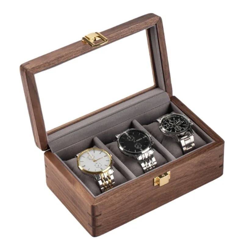 Wood Watch Boxes Men Wrist Watches Storage Box Mechanical Watch Organizer Display Accessories with Transparent Glass Skylight