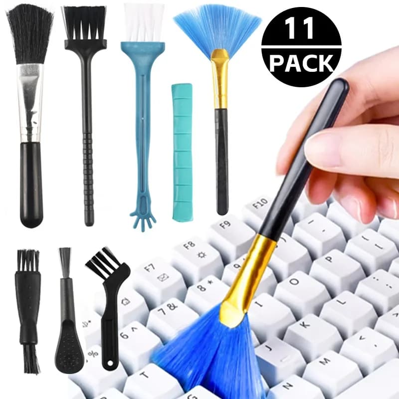 11 in 1 Universal Portable Cleaning Brush for PC Laptop Computer Keyboard Phones Camera Cleaning Brush Kit Dust Remover Tools