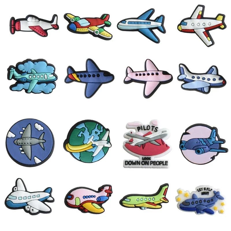 Airplane Shoe Charms for Crocs Accessories Charms Clogs Bubble Slides DIY Shoe Decoration Buckle Kids Party Gifts
