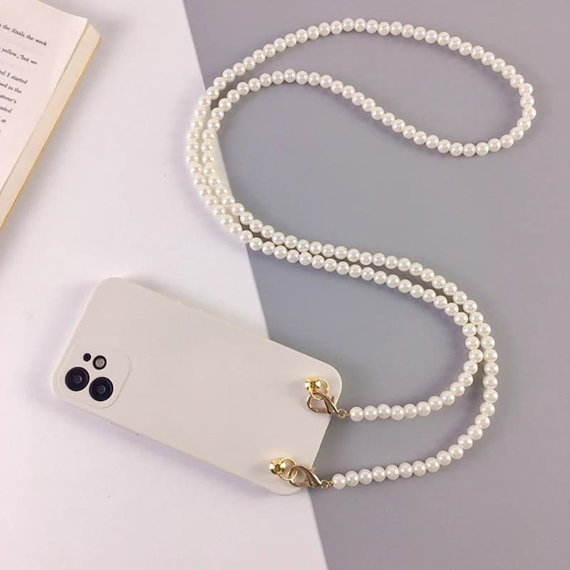 Crossbody Pearl Strap Case for OPPO Find X5 Lite X3 X6 Pro Realme 11 10 C55 C53 C35 Reno 8 7 6 5 Bracelet Lanyard Necklace Cover