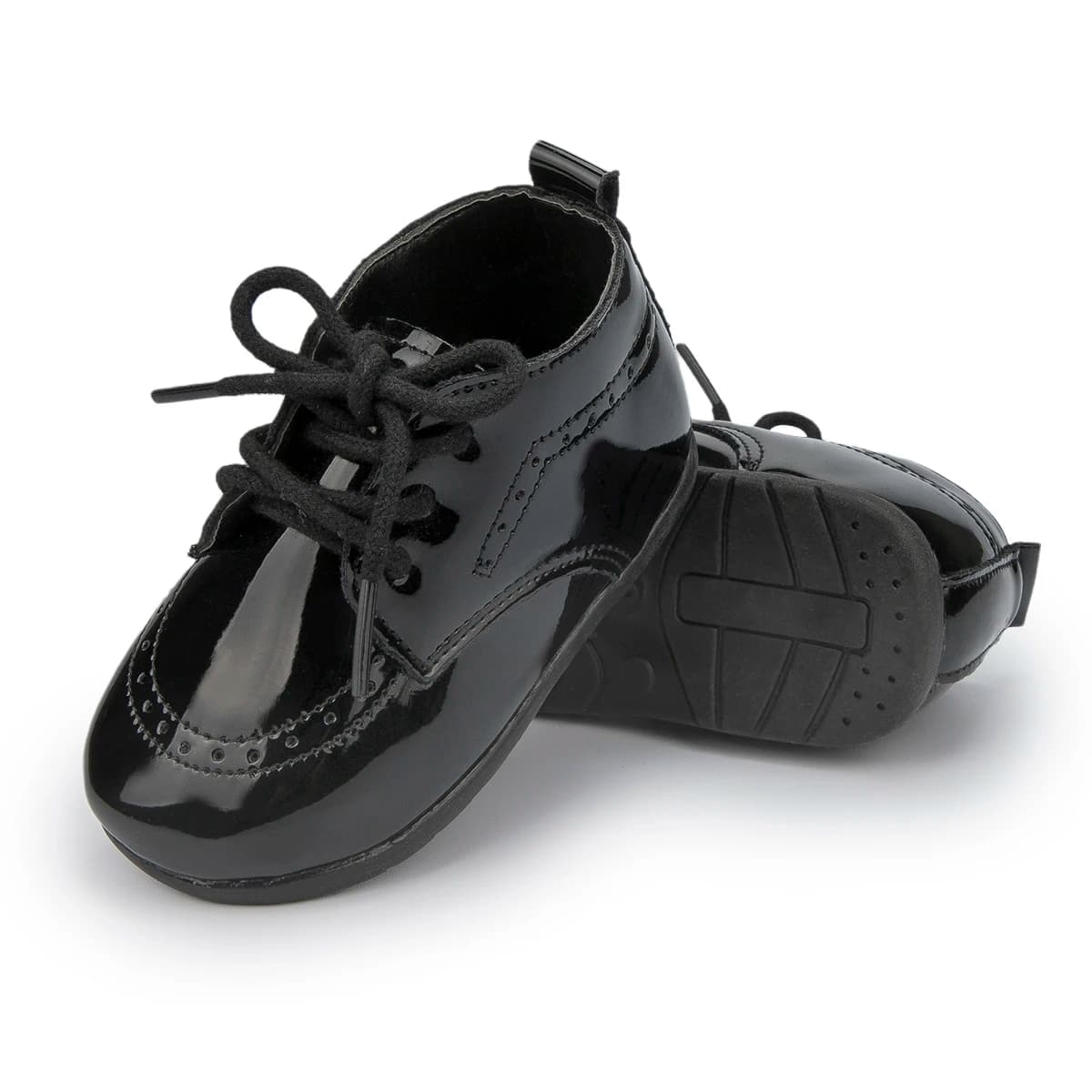 Meckior New Baby Shoes Retro Leather Boy Girl Shoes Toddler Rubber Sole Anti-slip First Walkers Newborn Infant Baby Crib Shoes