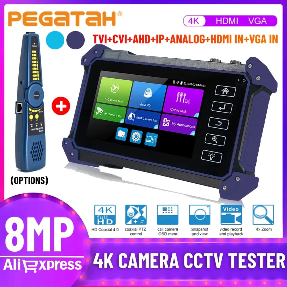 CCTV Camera Tester with HDMI and VGA Input, CCTV Monitor, IP Camera Tester, 8MP, AHD, CVI, SDI, 5.4 ", 5", IPC