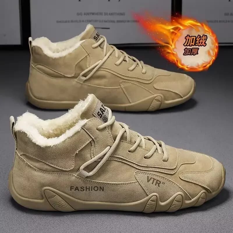 Classic Retro Men Shoes Winter Plush Warm Comfortable Cotton Shoes Trend Outdoor Mountaineering Work Sports Casual Shoes2024