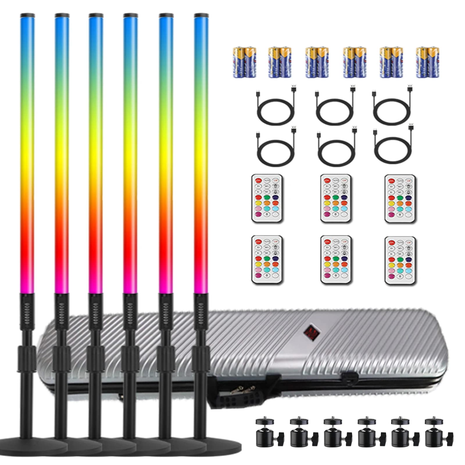 DDP Delivery USA 6Pack 4ft 4800mAh Rechargeable Wireless Rgb Led Tube Light Bar Stand With Case Neon Dj Party Events Stage Light