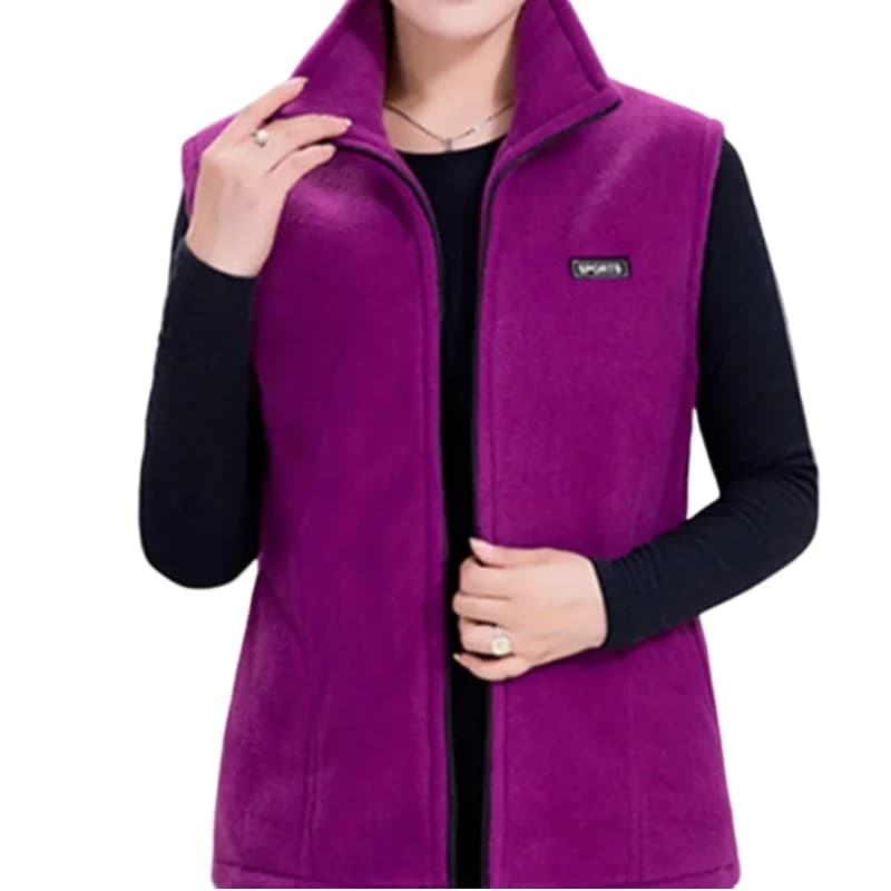 plus Size Women's Polar Fleece Vest Sleeveless Large Zipper Jacket Autumn Fashion Leisure Gilet for Women