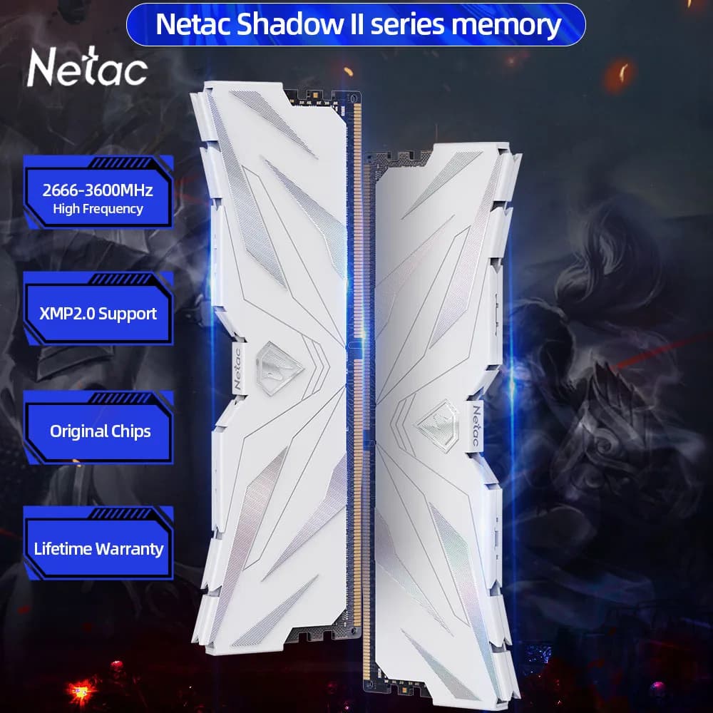 Netac Ram DDR4 Memories 8GBx2 16GBx2 DDR4 3200MHz 3600MHz 2666MHz Ram DDR4 XMP2.0 Dual Channel with HeatSink for PC Motherboard