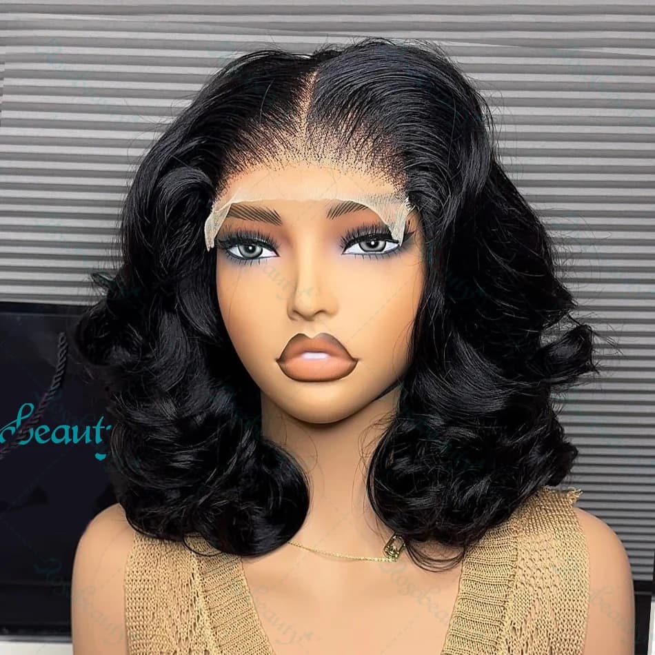 250% Body Wave 13x6 HD Lace Frontal Wig Short Bob Wig Human Hair Glueless 6x6 Closure Wig Wavy 13x4 Transparent Lace Front Wigs