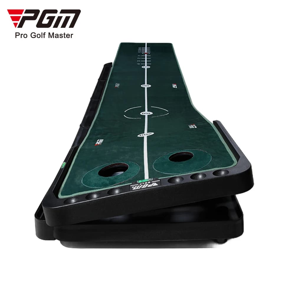 PGM Slope Adjustable Indoor Mini Golf Putting Trainer Mat with Rotory Holes Automatic Ball Return Track Nice Putting Surface