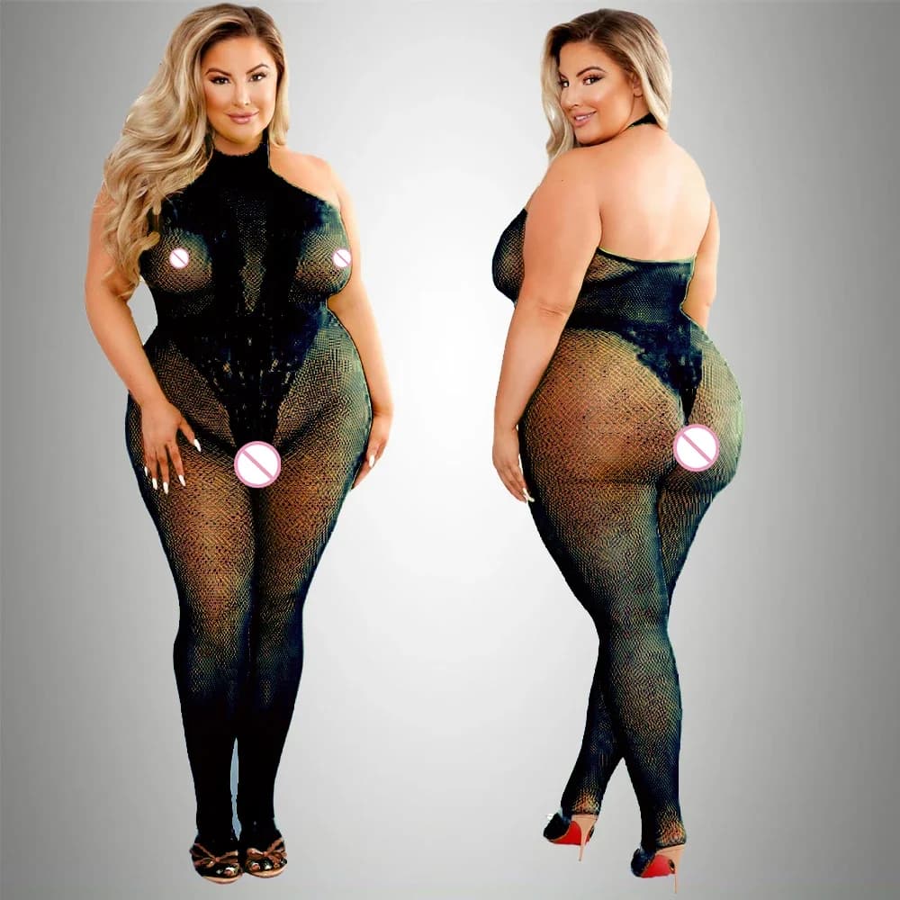 2024 Plus Size Bodystocking Hot Bodysuits For Women Sexy Fishnet Lingerie Babydoll Dress Porno Underwear Mesh Stockings For Sex