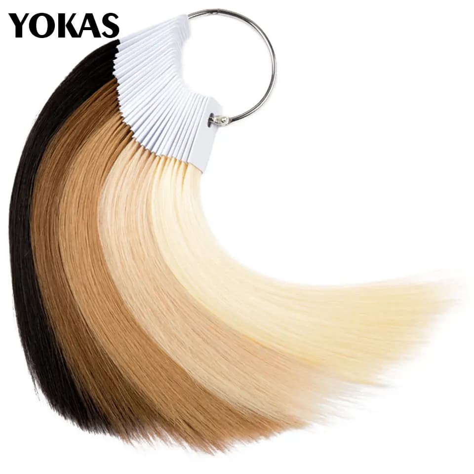 30pcs 20cm New Real Human Hair Color Rings Swatches For Human Hair Extensions Salon Tools Hair Dyeing Sample Chart Ring YOKAS