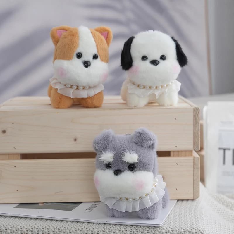 Funny Simulation Pet Dog Keychain Cartoon Cute Pearl Puppy Keychain Pendant Fashion Backpack Decoration Accessories Gifts