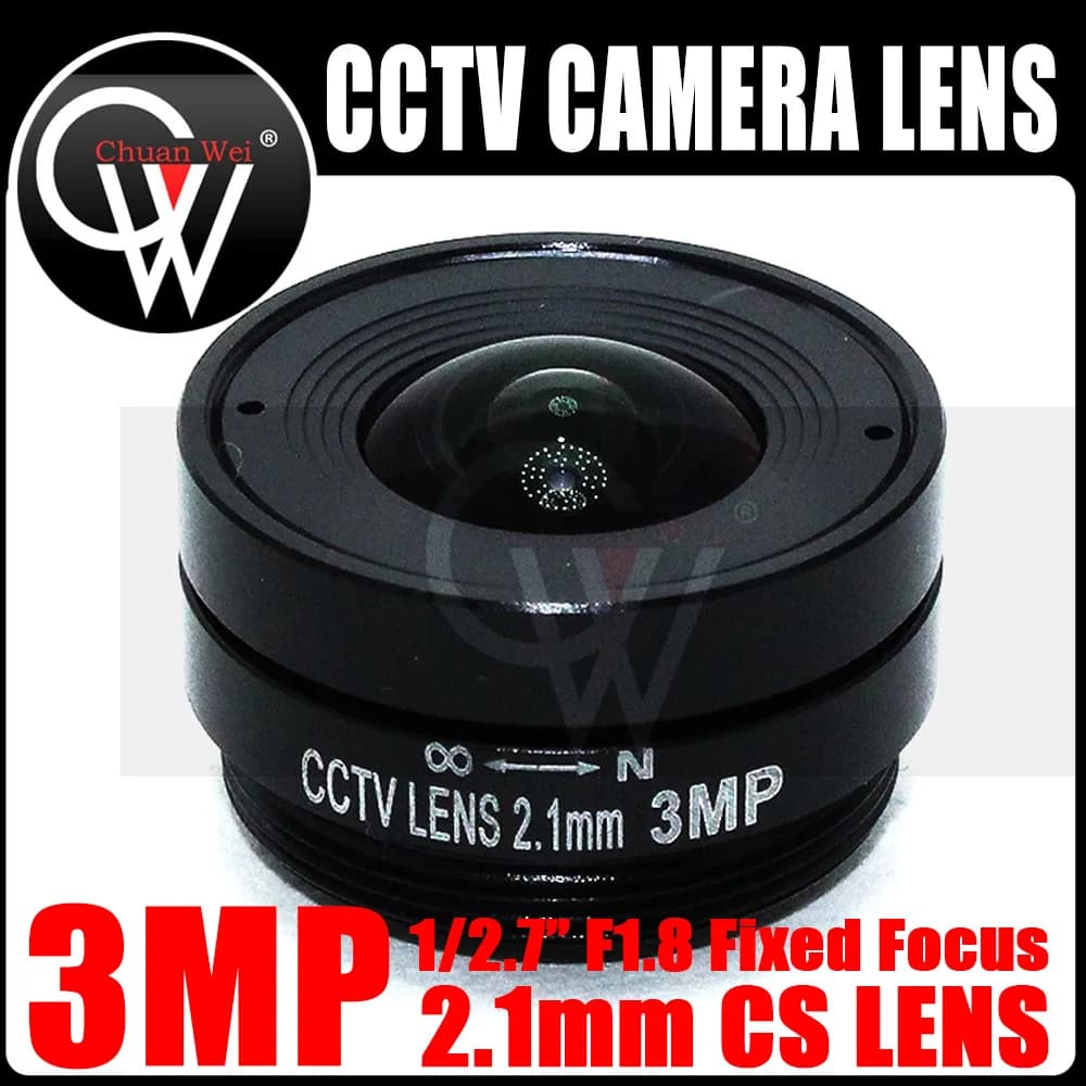 3.0 Megapixel 2.1mm cs lens Fixed Iris Lens CS Mount CCTV Lens Wide angle of view 133degree for 1/2.7" 3mp CCTV Camera