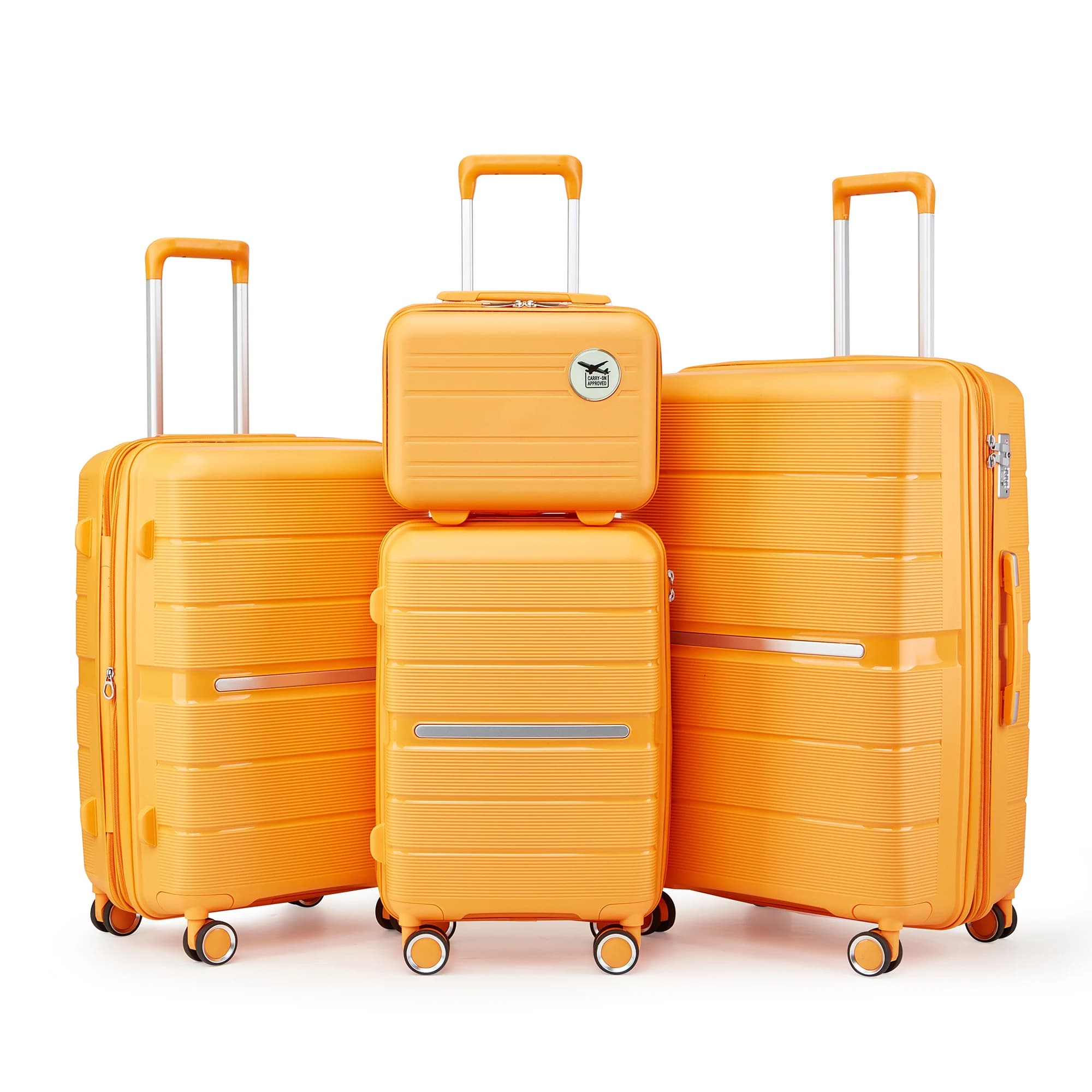 Premium Unisex Suitcase 4 Piece(14/20/24/28)Durable & Stylish Travel Companion with Lock ideal for Daily Use,Boarding,Orange