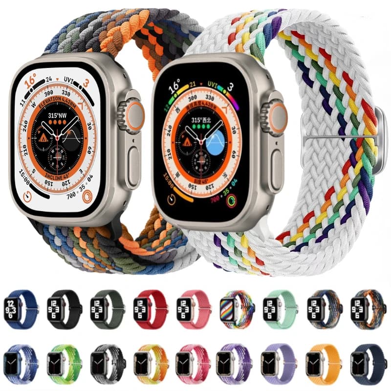 Nylon Strap For Apple Watch Band 10 9 8 7 46mm 45mm 41mm Ultra/2 49mm Adjustable Wristband iWatch 6 5 4 SE2 44mm 40mm 42mm Belt