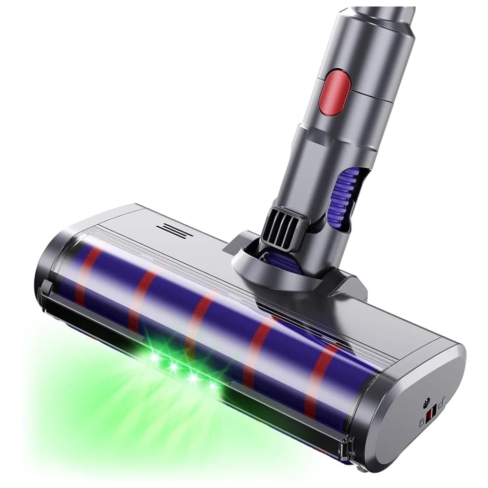 Vacuum Cleaner Head for V7 V10 V11 V15 Soft Roller Brush for Hard Floors with LED Green Lights