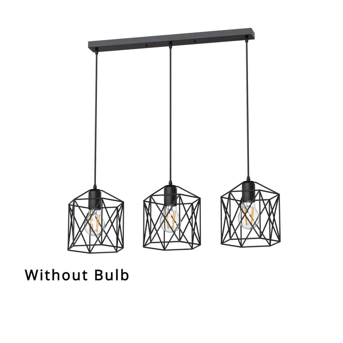 3-Light Black Vintage Hanging Pendant Lamp Industrial Style Iron Pendant Lamps Chandelier for Kitchen Island