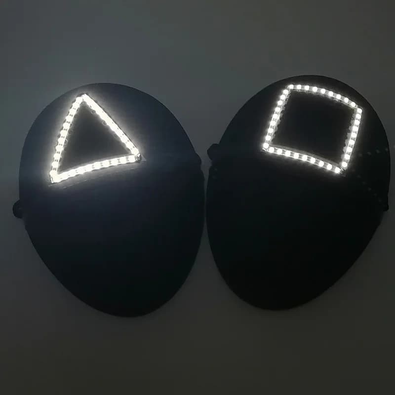 Cosplay Circle Square Triangle Light Up Masks Glowing LED Full Face Mask Disguise Supplies Film Theme Neon Luminous Mask Props