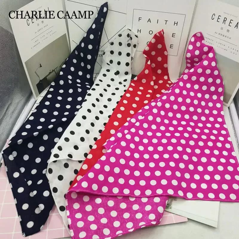 Fashion Cotton Polka Dot Square Scarf Woman Female Retro Hip Hop Bandana Scarves Multicolor Headband Hijab Neckerchief Kerchief