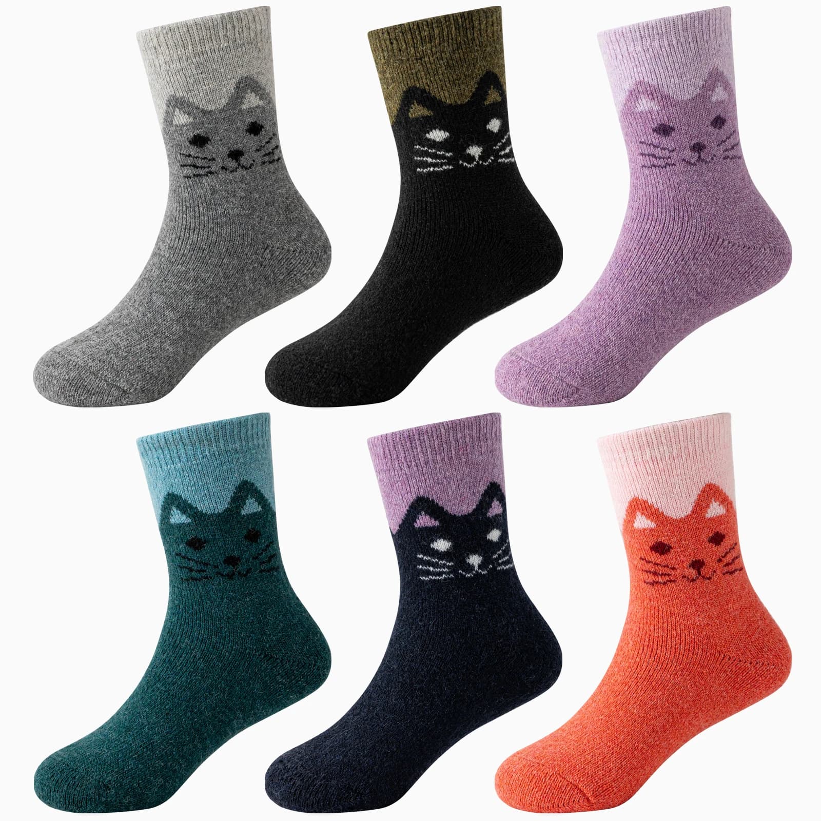 3/6 Pairs of Kids's Merino Wool Outdoor Hiking Socks, Hiking Socks, Skiing Socks, Kid Winter Warm Snow Warm Socks