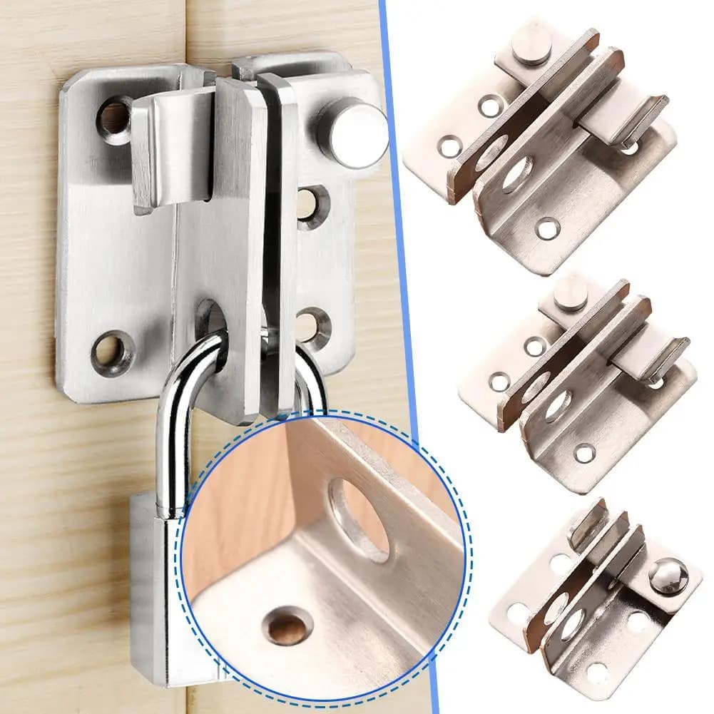 Stainless Steel Punching Wardrobe Security Door Gate Bolt Latch Lock Bracket Hasp Furniture Door Bolts Hardware Lock