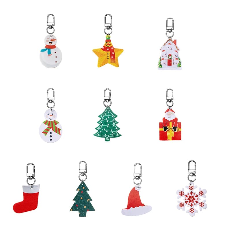 Cute Christmas Keychains, Festive Ornaments With Santa Claus, Christmas Tree, Snowflake, And Snowman, Perfect For Holiday