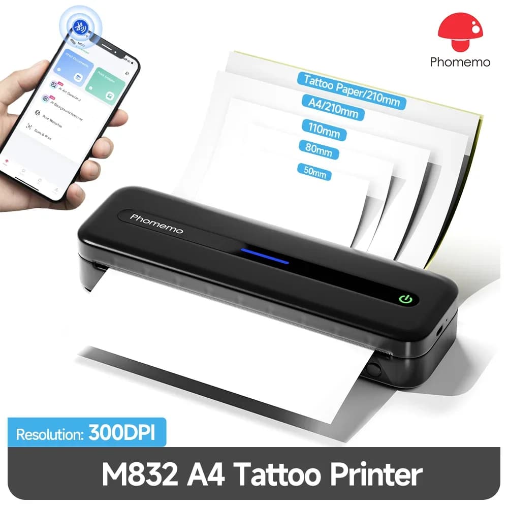 New A4 Portable Printer Wireless M832 for Travel Work Home Inkless Thermal 300DPI US-letter Mobile Printer Support Android iOS