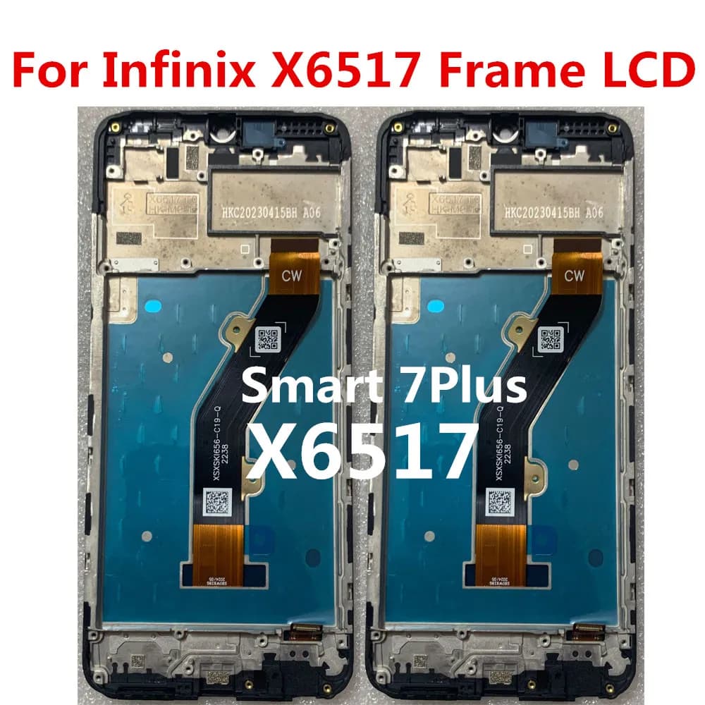 Black 6.6 Inch For Infinix Smart 7 Plus X6517 Frame LCD Display Touch Screen Digitizer Assembly Replacement / With Frame