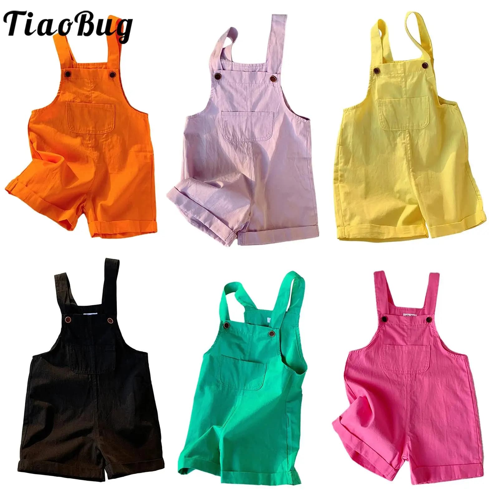Toddler Boy Girls Summer Casual Sleeveless Overalls Shorts Pocket Suspender Romper Cotton Loose Jumpsuit Children Clothes Outfit
