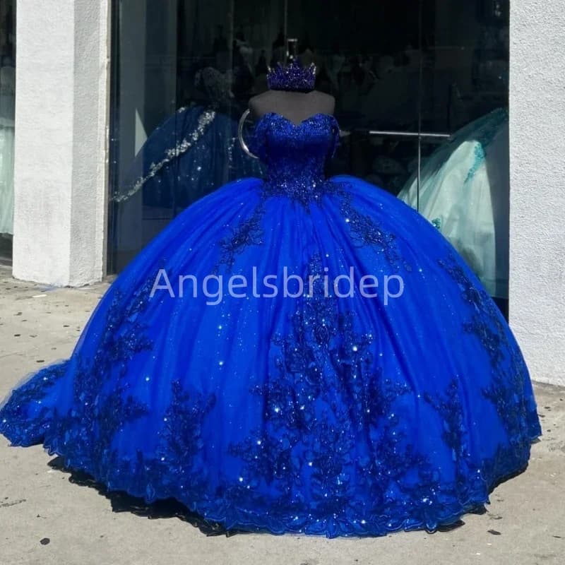 Angelsbridep Customized BingbingTulle Royal Blue Quinnceanera Dress Ball Gown Appliques Brithday Party Vestidos De 15 Anos
