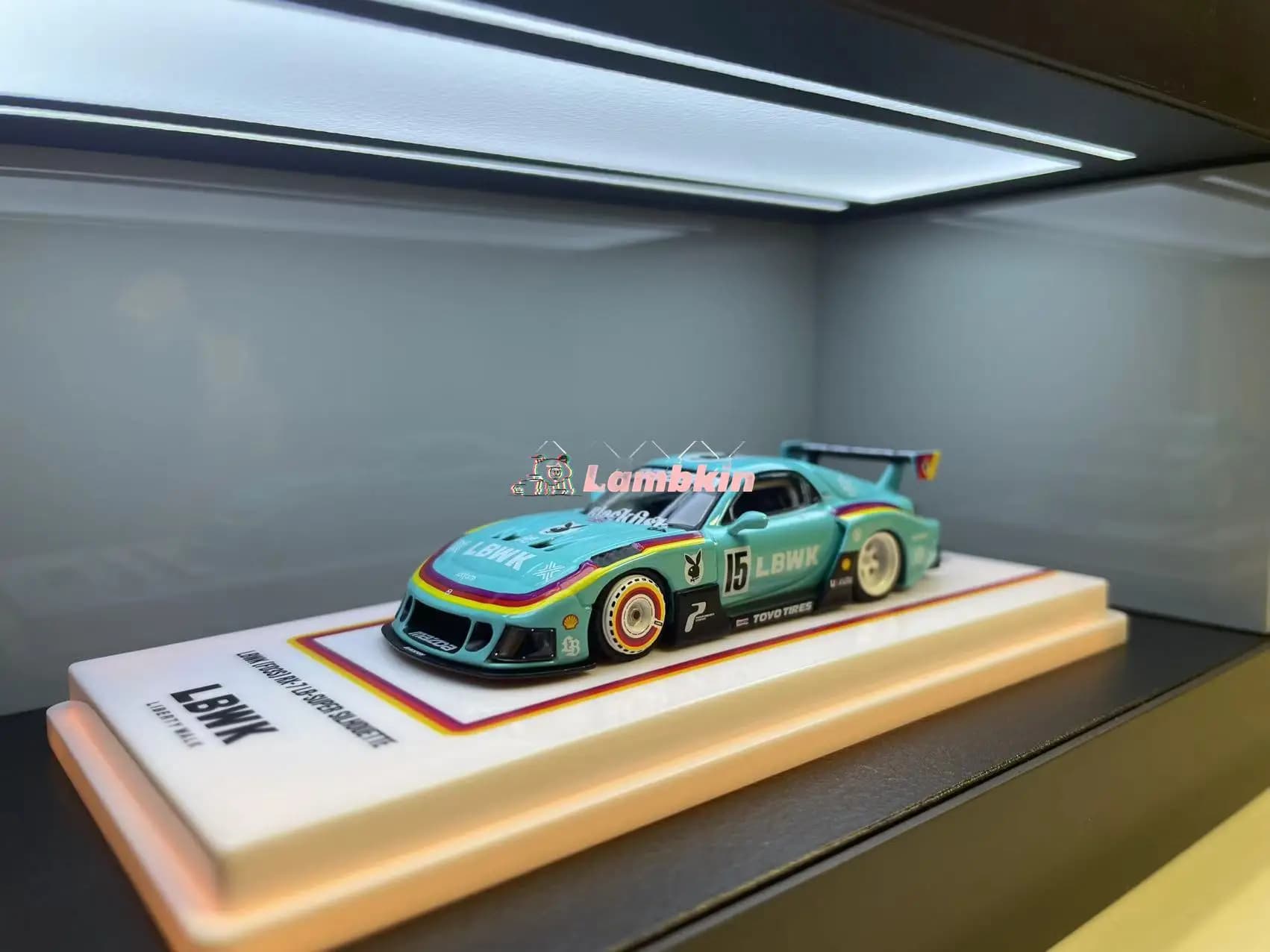 INNO 1:64 RX7 Alloy Car Model Rocket Bunny Painting Beijing Exhibition Edition CHE Collectible Gift Ornament 10cm