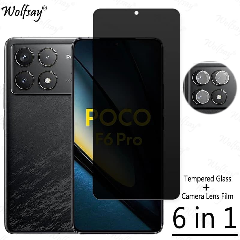 Privacy Screen Protector For Xiaomi Poco F6 Pro Anti-Spy Tempered Glass For Poco F6 M6 X6 Pro Camera Glass For Poco F6 Pro Glass