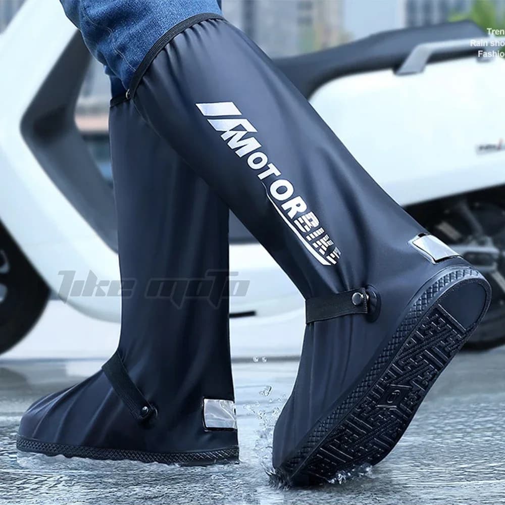 Motorcycle High Rain Boots Waterproof Reflective Snowy Non-Slip Footwear Motorbike Cycling Bike Reusable Rainproof Shoes Cover