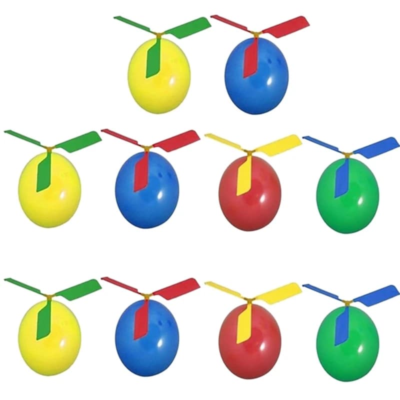 10 Set Funny Balloon Helicopter Launcher Toys Balloon Powered Racers Inertial Power Stem Toy For Children's Day Gift