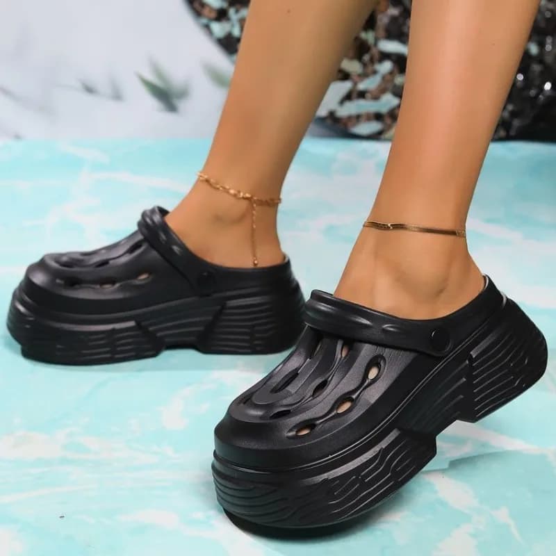 Solid Outside Basic Rubber Slippers for Women 2024New Hot Sale Summer Fashion High Heel Ladies Shoes Baotou EVA Women's Slippers