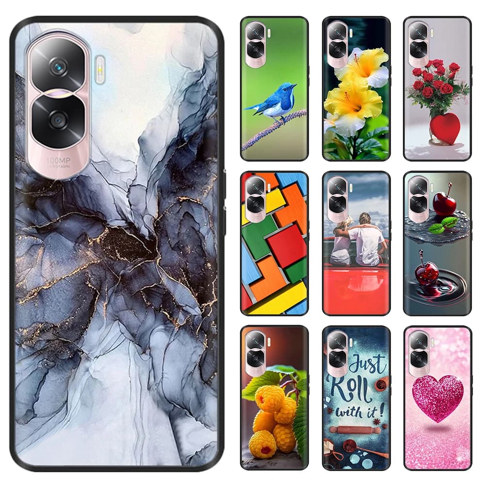 Black Silicone Case For Huawei Honor 90 lite Case Soft Cover for Huawei Honor 90 lite Honor90 Lite Shockproof Shell Cases Fundas