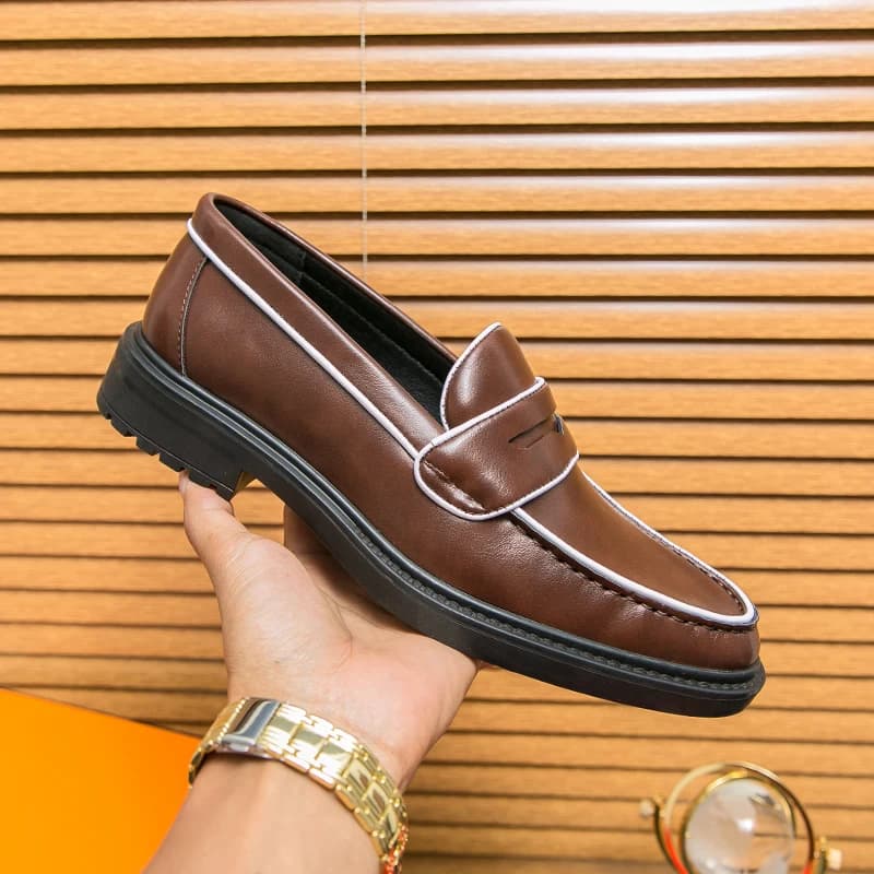 Men Fashion Dress Shoes Black Brown One Step Lightweight and Comfortable Lefu Shoes British Social Shoes Size 38-46 Men Shoes
