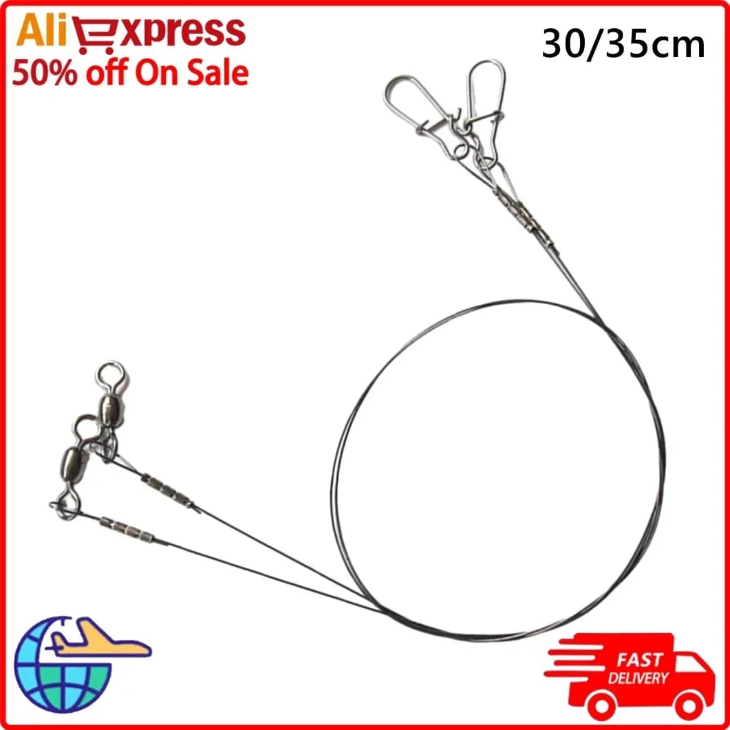 2Pcs/Pack Fishing Line Wire Line Leader Fishing Leash Anti-winding Titanium Wire Anti-bite Wire Fishing Accessories Duo-Lock
