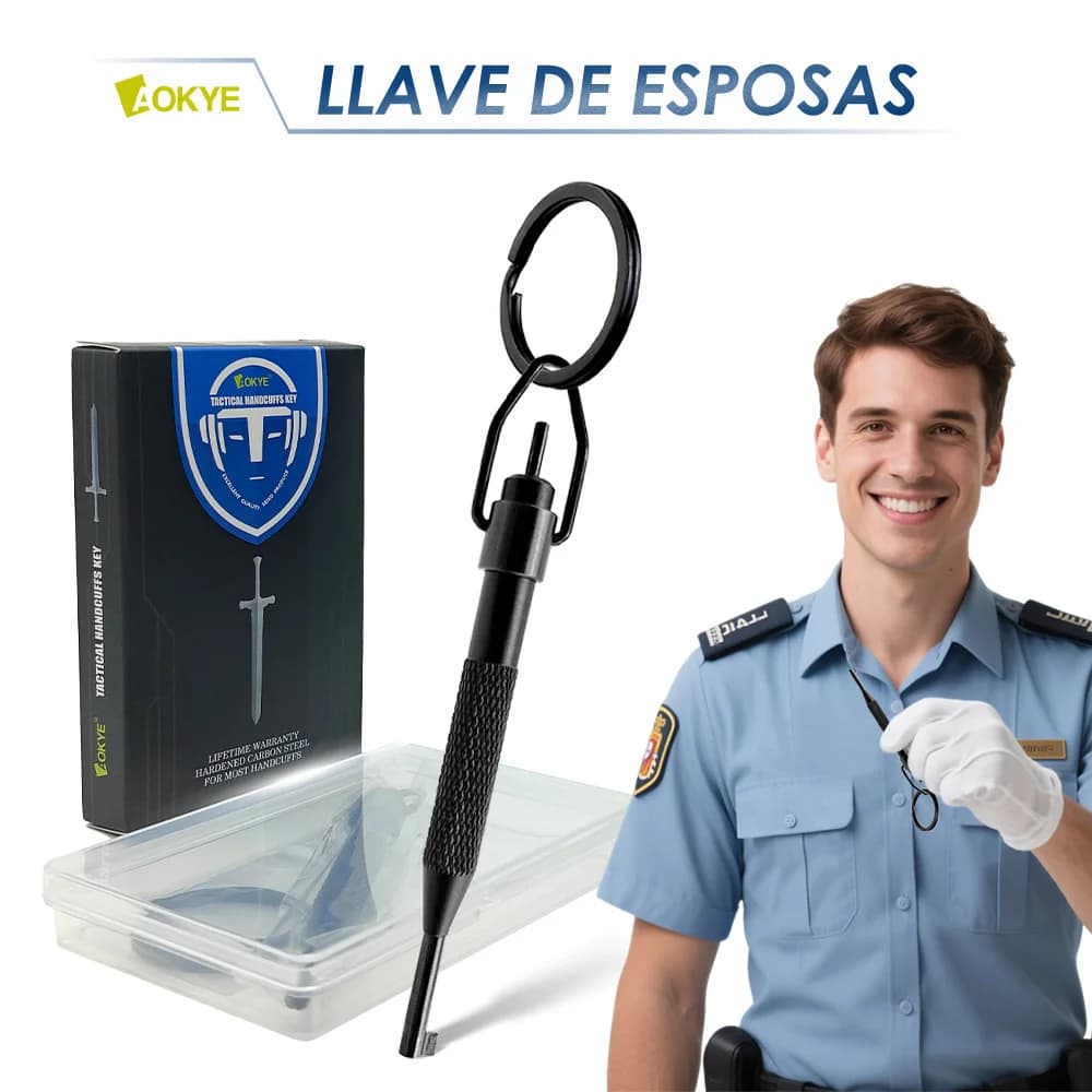 【AOKYE】Universal handcuff key (black), non-slip handle, key ring, thimble with unlocking safety, not suitable for heavy handcuff