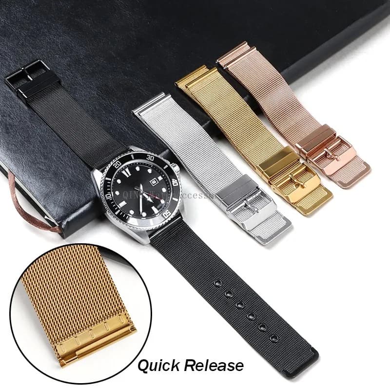 Ultra Thin Stainless Steel Strap Milanese Watchband Sport Replacement Bracelet Universal Men Women Wristbelt Band 18mm 20mm 22mm