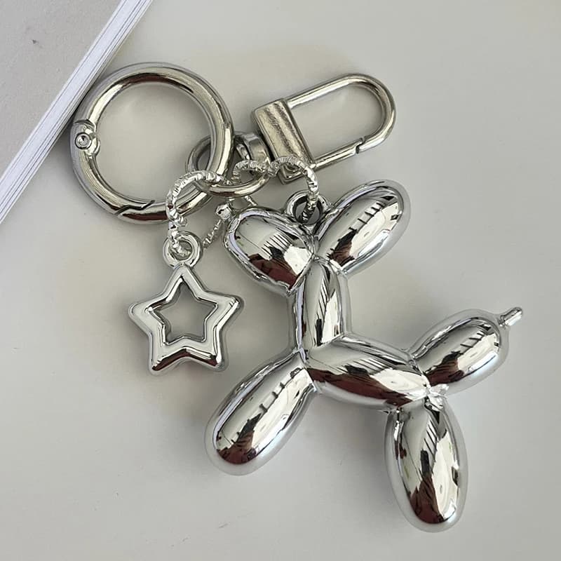 Korean Cute 3D Balloon Dog Keychain for Car Keys Iphone Accessories Trendy Heart Keyring Women Handbag Bag Pendant Key Chains
