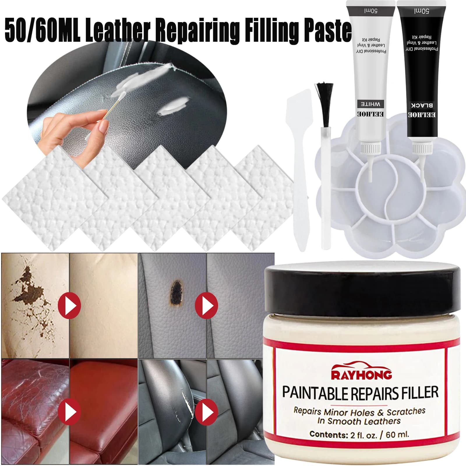 Leather Restoring Paste Natural Leather Filler Repair Compound Leather Restoration Cream For Tears Crack Burns Holes Filler