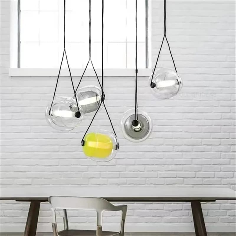 Capsule Pendant Light Colorful Glass Mini Led Light Hanging Fashion Design Restaurant Lighting Kitchen Bar Suspended Chandelier