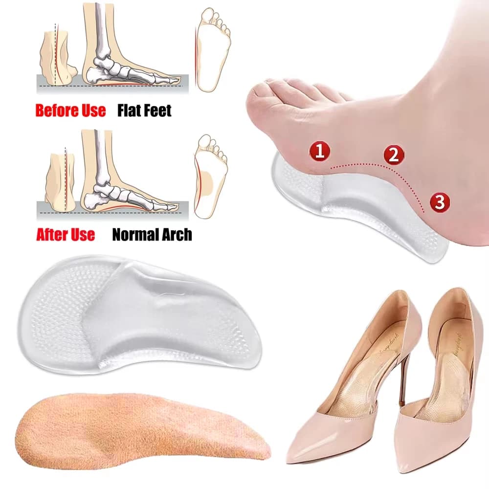 Silicone Arch Support Foot Insoles for Shoes Women Sandals Flat Feet Orthopedic Insoles for Men Plantar Faciitis Relief Shoe Pad