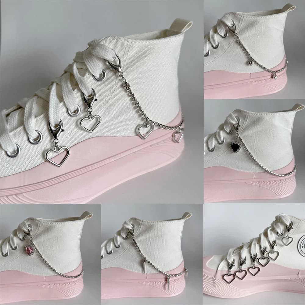 1PCS Charm Tassel Heart Pendant Boot Shoe Chain Sneakers Jewelry For Women Unisex Trendy Sports Shoes Chain Party Jewelry Gift