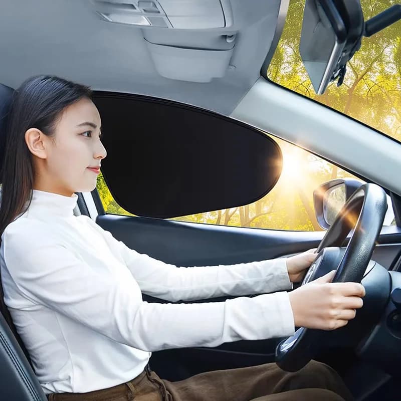 Electrostatic Curtains for Car Side Window 4-Layer Sun Protection Cover Foldable Car Sun Shade 99.9% UV Ray Blocking
