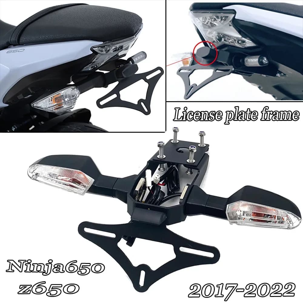 Motorcycle LED Tail Tidy License Plate Holder For KAWASAKI Z650 NINJA 650 2017-2022 Accessories 2018 2019 2020 2021